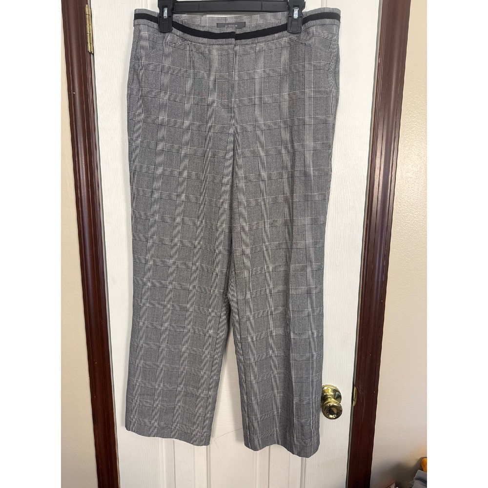 Liz Claiborne Tabitha Plaid Career Cropped Pants Gray Black‎ Size 12